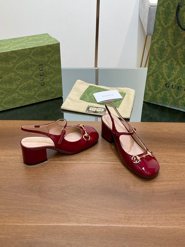 GG HORSEBIT PUMP SCARLET LAMBSKIN