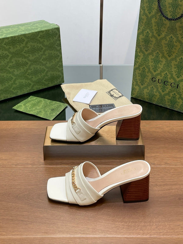 GG SIGNORIA SLIDE SANDAL WHITE DENIM