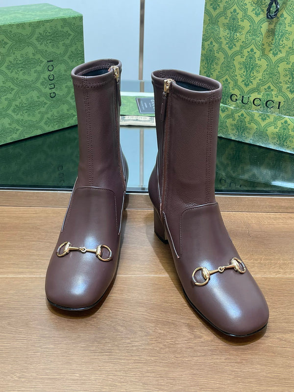 GG Horsebit Ankle Boot 65 Chocolate Calfskin