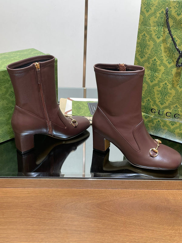 GG Horsebit Ankle Boot 65 Chocolate Calfskin