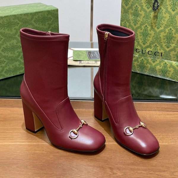 GG Horsebit Ankle Boot 95 Burgundy Calfskin
