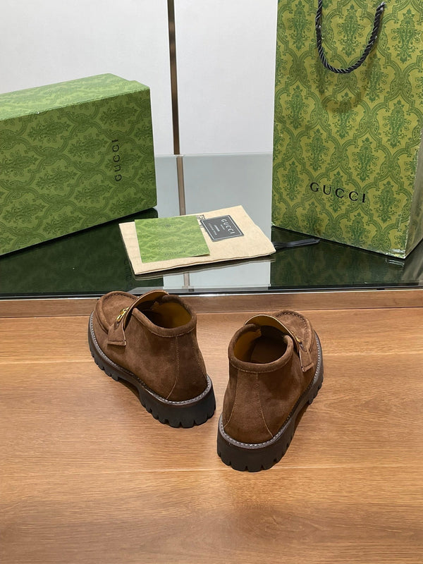 GG Ankle Boot With Horsebit 15 Dark Brown Suede