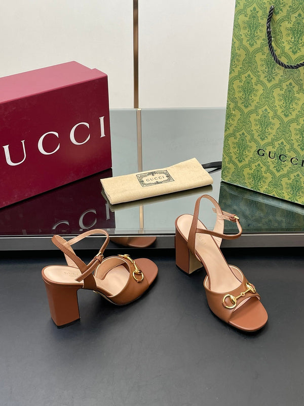 GG Women Horsebit High Heel Sandal Open Toe Gold Sheepskin 149211