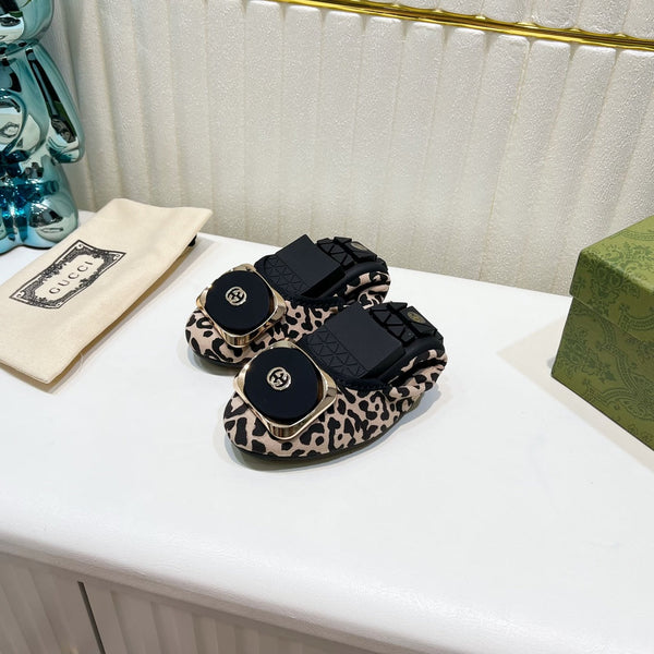 GG BALLET SUPER SLIM LEOPARD PATTERN LAMBSKIN