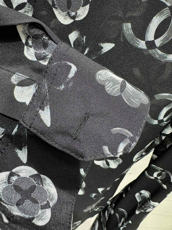 CC shirt In Black camellia Silk