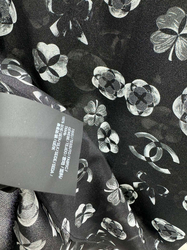 CC shirt In Black camellia Silk