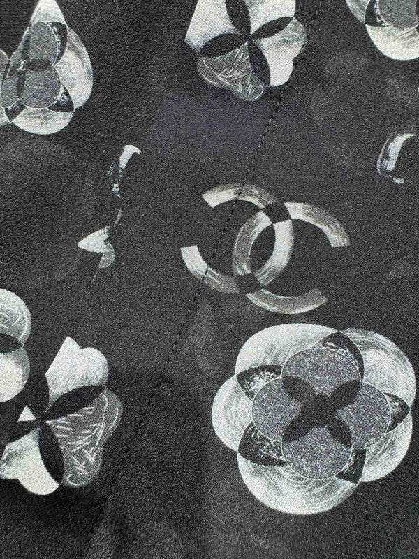 CC shirt In Black camellia Silk