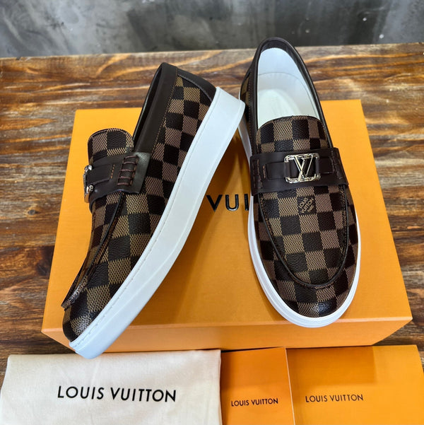 LV LOAFER CHOCOLATE BROWN DAMIER CANVAS AND CALFSKIN