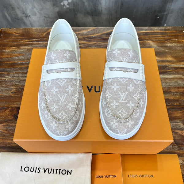 LV LOAFER IN ALMOND BROWN MONOGRAM CANVAS AND CALFSKIN