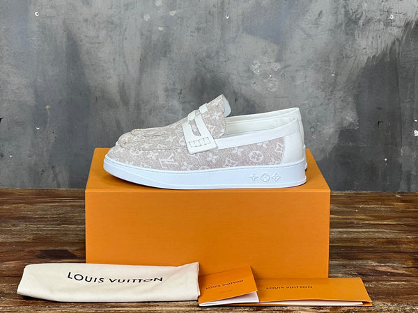 LV LOAFER IN ALMOND BROWN MONOGRAM CANVAS AND CALFSKIN