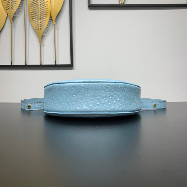 LOOP 23 IN PELLE DI STRUZZO BLU POTENTE CON FERRAMENTA ORO