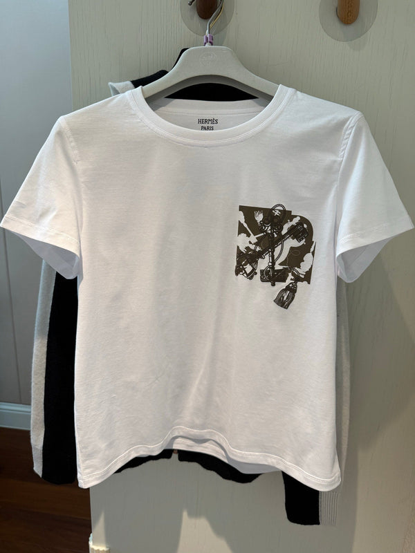 Hm 25 Short-sleeved Round neck T-shirt White Cotton