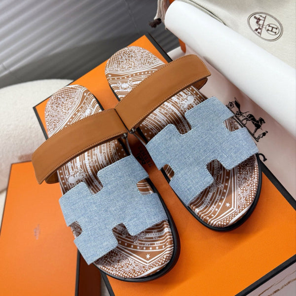 HM Chypre Sandal Demin Blue mix Caramel Brown Demin with Cowhide 205490