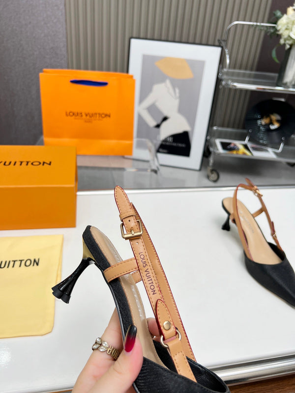 LV Blossom Slingback Pump 55mm Nero Tessuto ricamato 218285