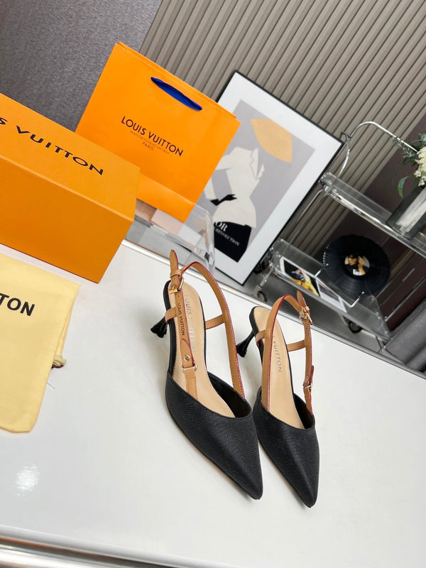 LV Blossom Slingback Pump 55mm Nero Tessuto ricamato 218285