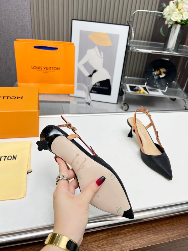 LV Blossom Slingback Pump 55mm Nero Tessuto ricamato 218285