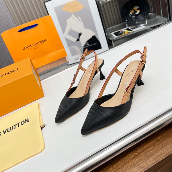 LV Blossom Slingback Pump 55mm Nero Tessuto ricamato 218285