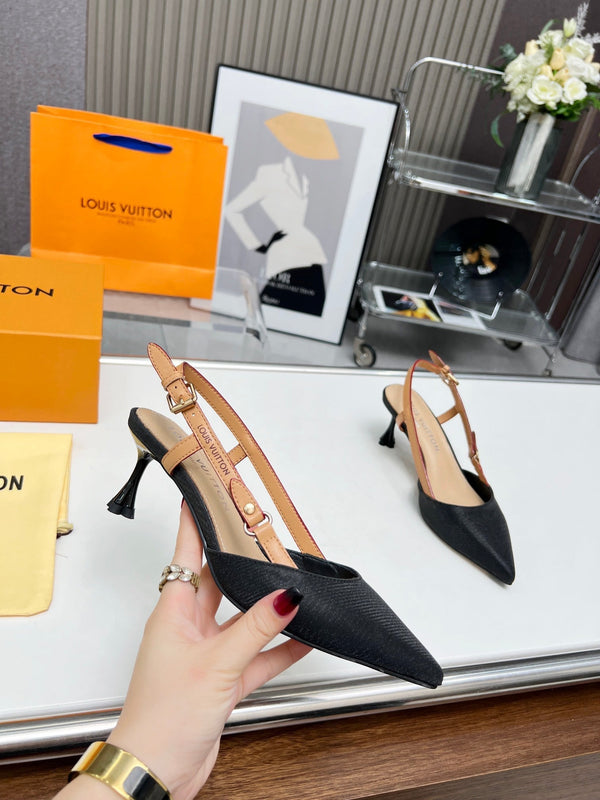 LV Blossom Slingback Pump 55mm Nero Tessuto ricamato 218285