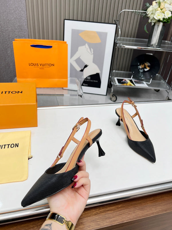 LV Blossom Slingback Pump 55mm Nero Tessuto ricamato 218285