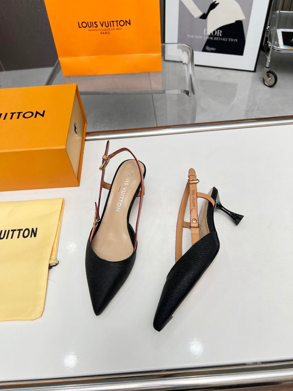 LV Blossom Slingback Pump 55mm Nero Tessuto ricamato 218285