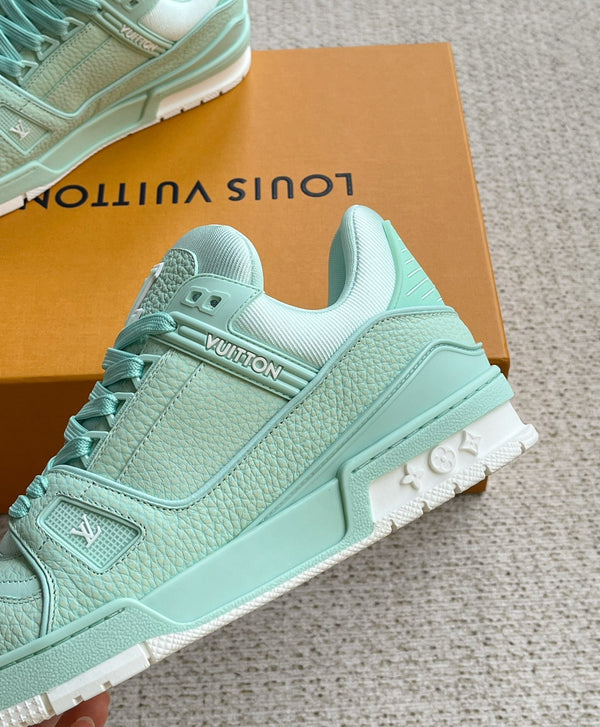 LV TRAINER SHOES SKY BLUE GRAINED CALFSKIN