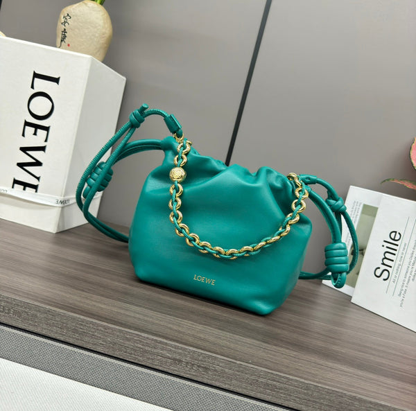 Loewe Flamenco Purse 23 Turquoise Blue Lambskin Ghw