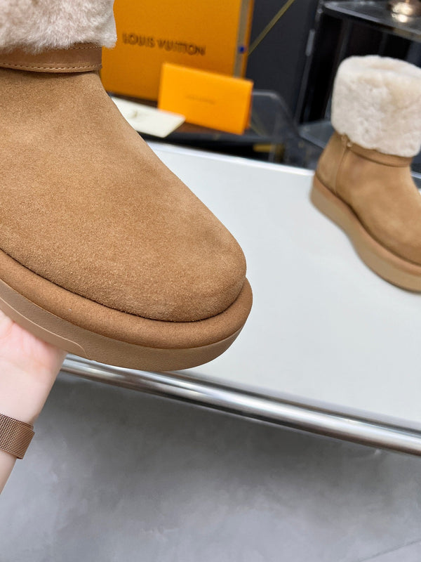 Stivaletto con plateau LV Aspen in pelle scamosciata marrone bianco