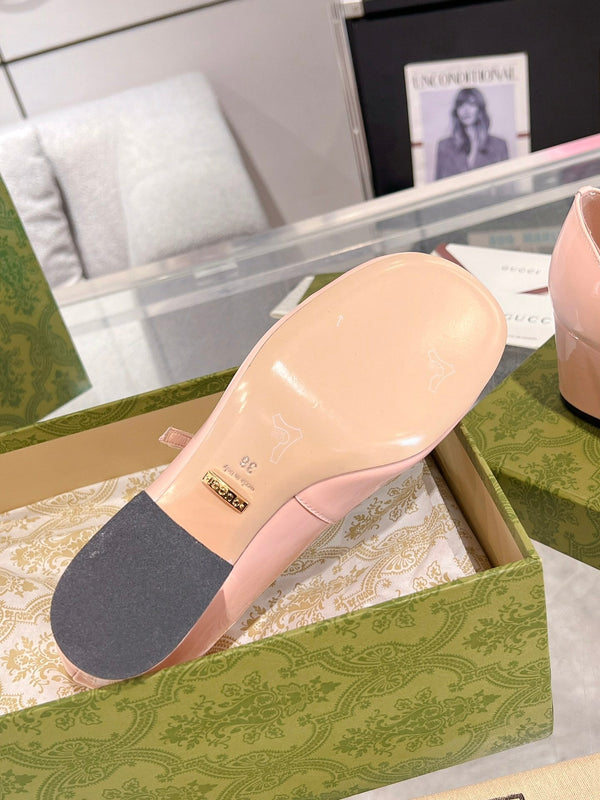 HORSEBIT MARY JANE HEEL IN LIGHT PINK CALFSKIN