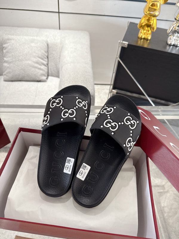 Sandalo GC GG Slide Nero Bianco Gomma 292417