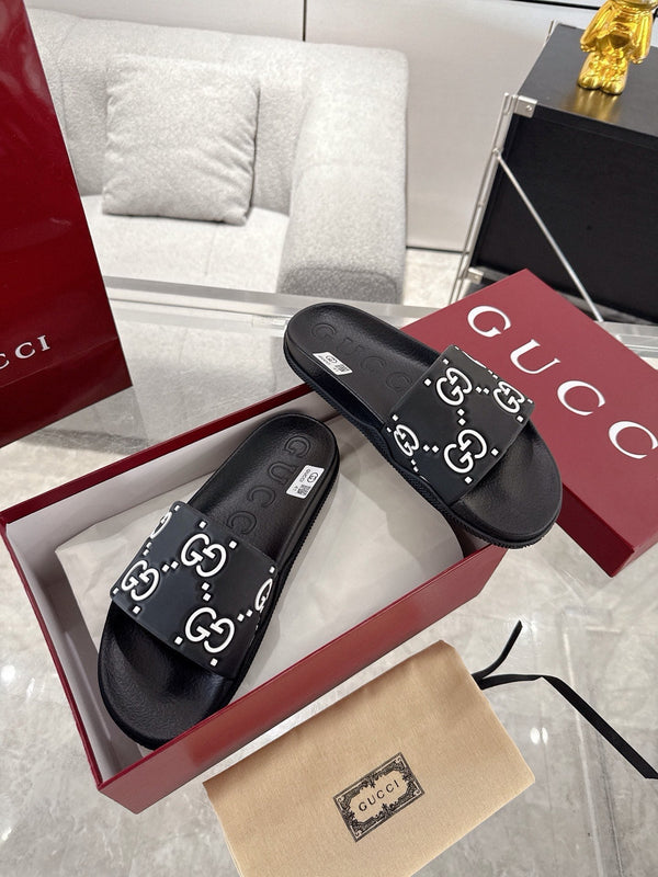 Sandalo GC GG Slide Nero Bianco Gomma 292417