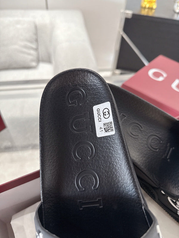 Sandalo GC GG Slide Nero Bianco Gomma 292417