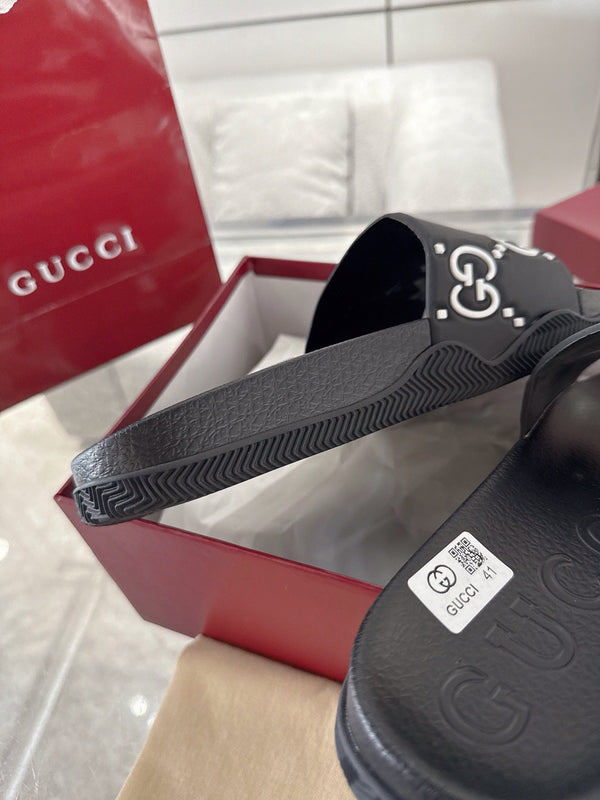 Sandalo GC GG Slide Nero Bianco Gomma 292417