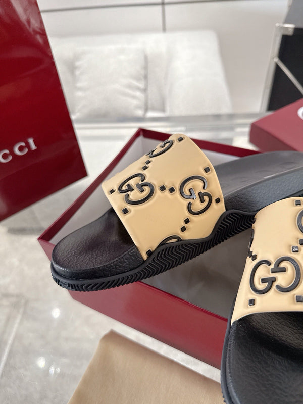 Sandalo GC GG Slide Nero Beige Gomma 292418