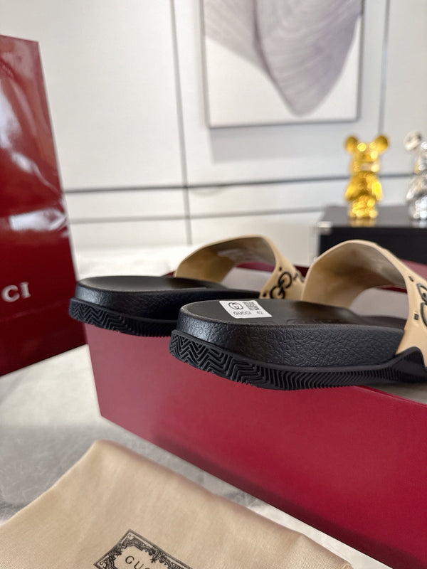 Sandalo GC GG Slide Nero Beige Gomma 292418