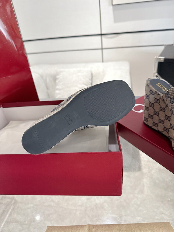 GC Wedge With Horsebit Sandal Gray Blue Canvas 292420