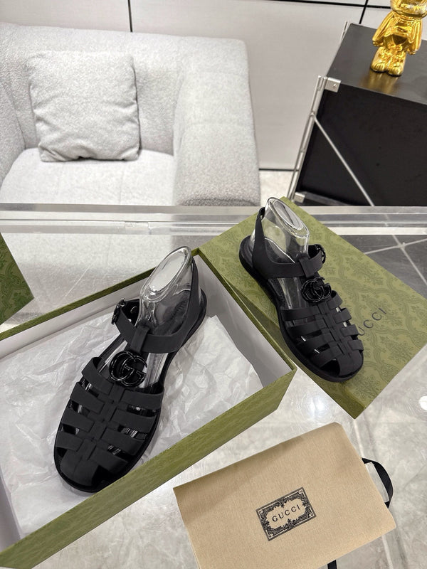 GC 25 Glossy Black Double G Sandal Black Rubber 292431