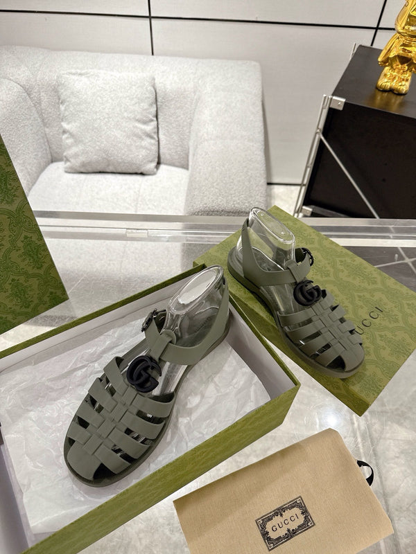 GC 25 Black Double G Sandal Dark Green Rubber 292428