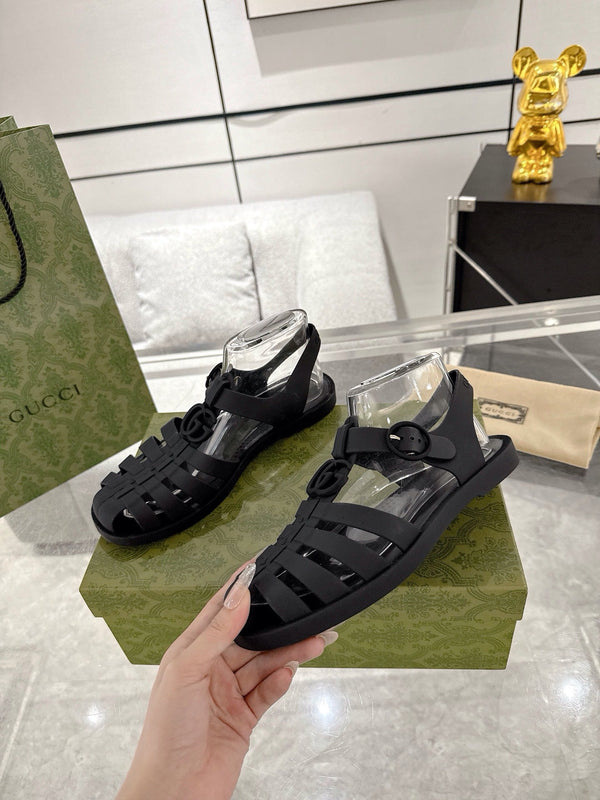 GC 25 Black Double G Sandal Black Rubber 292432