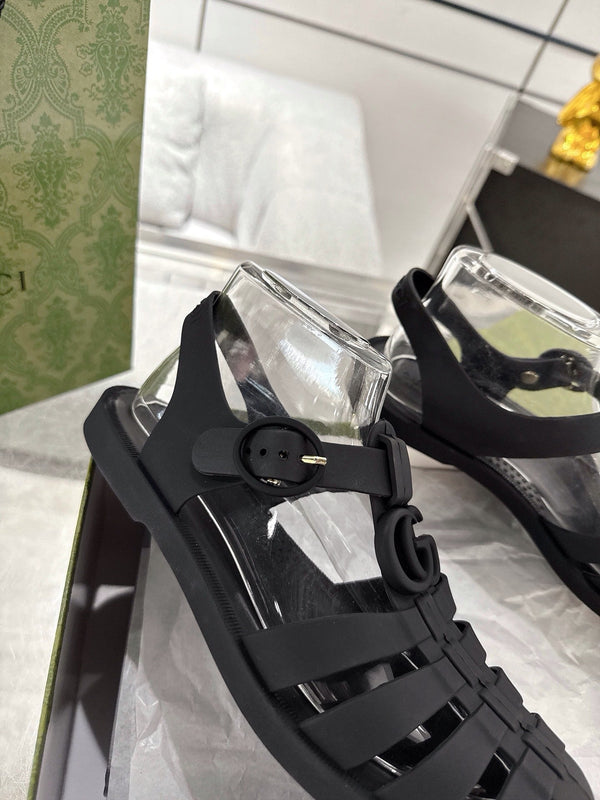GC 25 Black Double G Sandal Black Rubber 292432