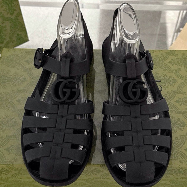 GC 25 Black Double G Sandal Black Rubber 292432