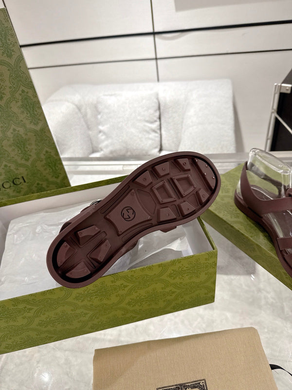 GC 25 Silver Double G Sandal Bordeaux Rubber 292435