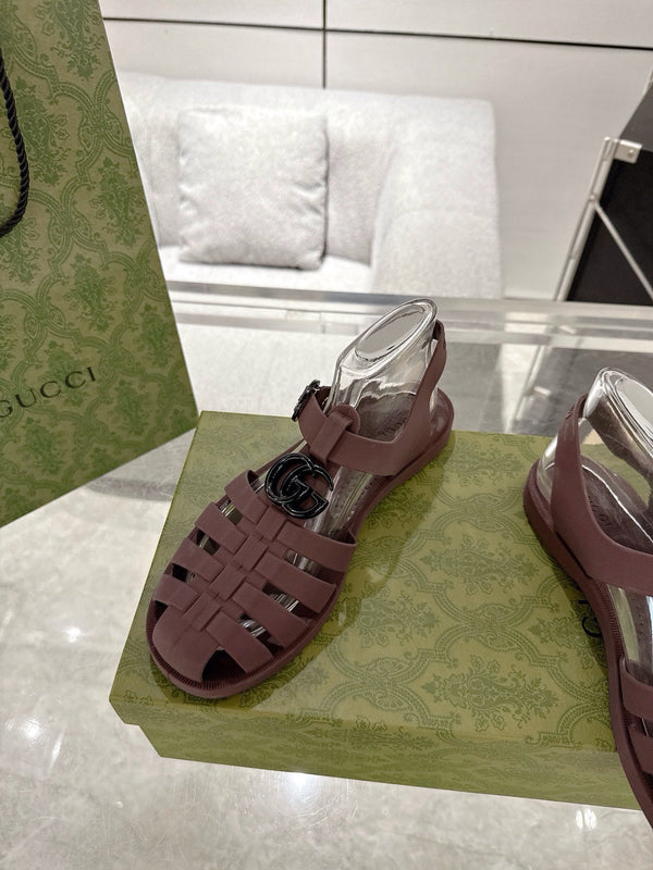 GC 25 Glossy Black Double G Sandal Bordeaux Rubber 292437