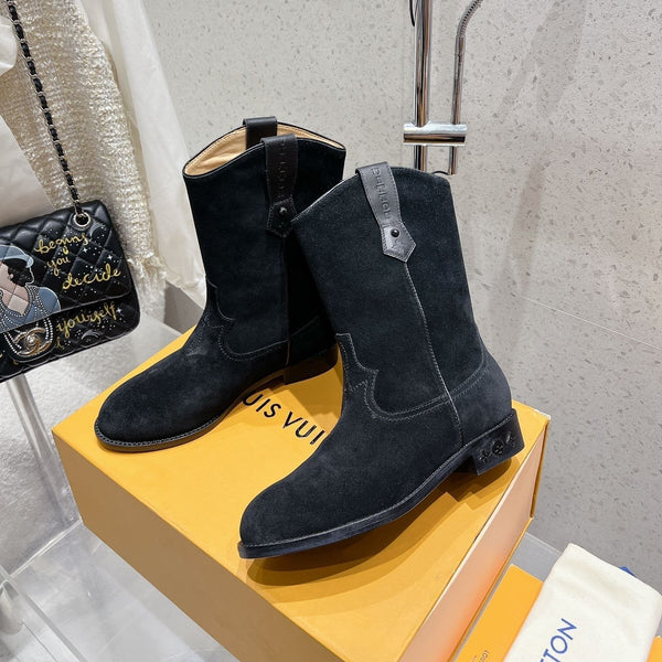 LV Rider Boot Black Suede