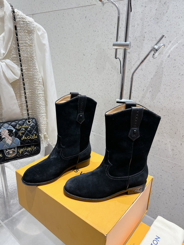 LV Rider Boot Black Suede