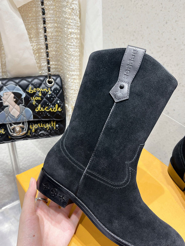 LV Rider Boot Black Suede