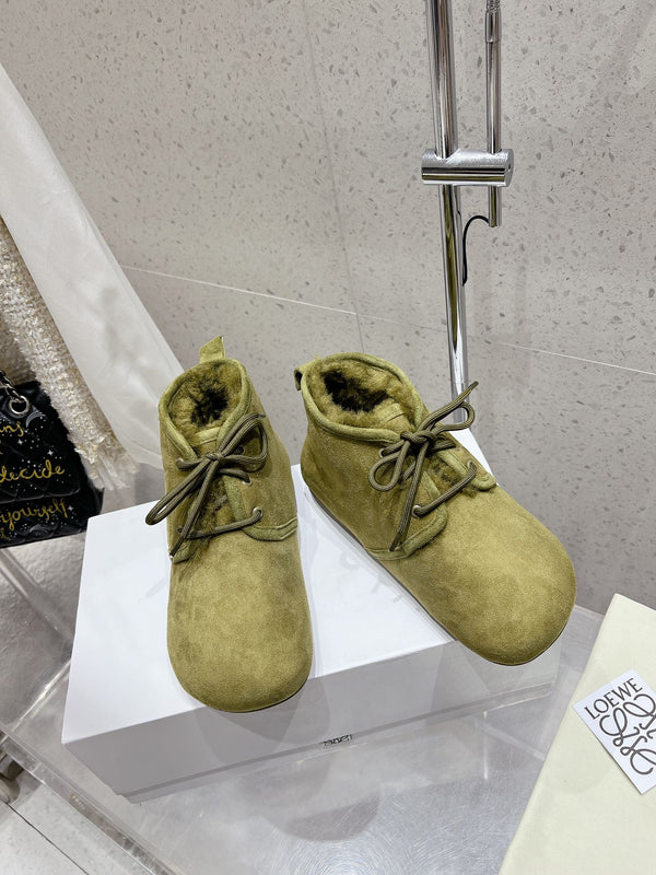 Loewe One-Piece Snow Boots Light Green Suede 435629