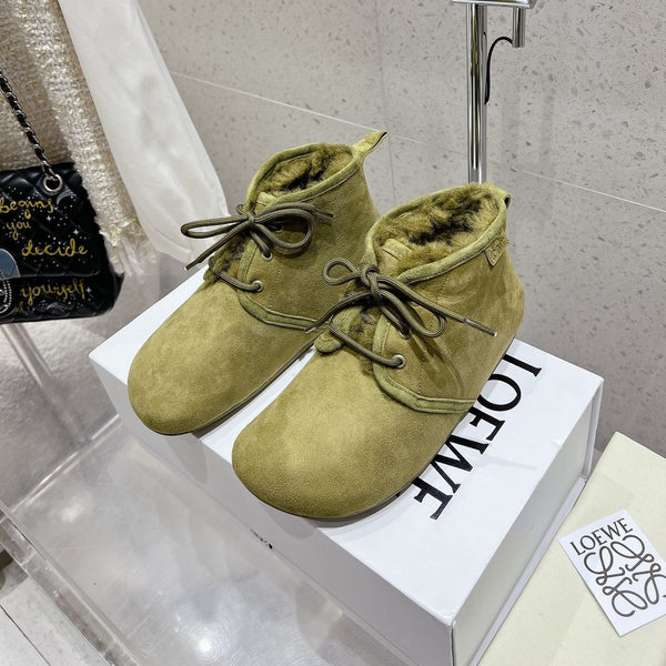 Loewe One-Piece Snow Boots Light Green Suede 435629