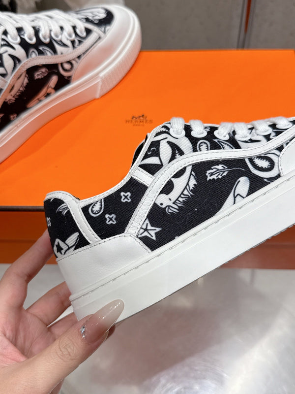 HM Get Sneaker Black mix White Denim and Calfskin 204764