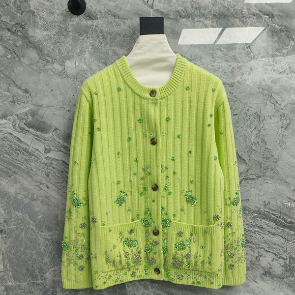 Gucci Cardigan Green Wool Cashmere 289093
