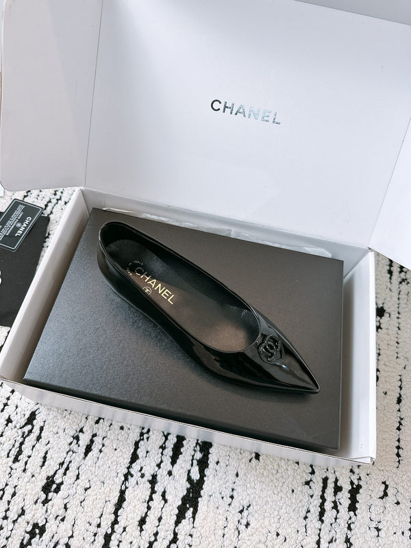 CC Ballet Flats In Black Glossy Lambskin 144667